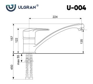 Смеситель для кухни Ulgran Classic U-004-310 серый